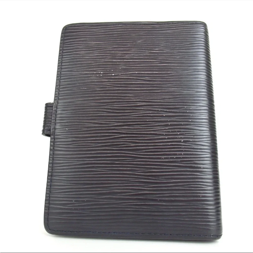 Louis Vuitton black Textured Wallet agenda Epi leather